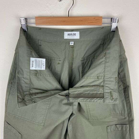 AGOLDE Daria Wide-Leg Crop Utility Cargo Pant - Khaki Green - Picture 9 of 9